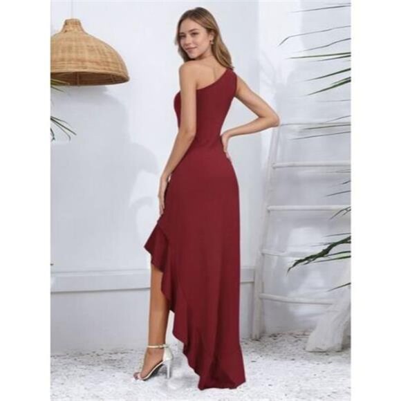 One-Shoulder Ruffle Hem Maxi Dress - Picture 5 of 10